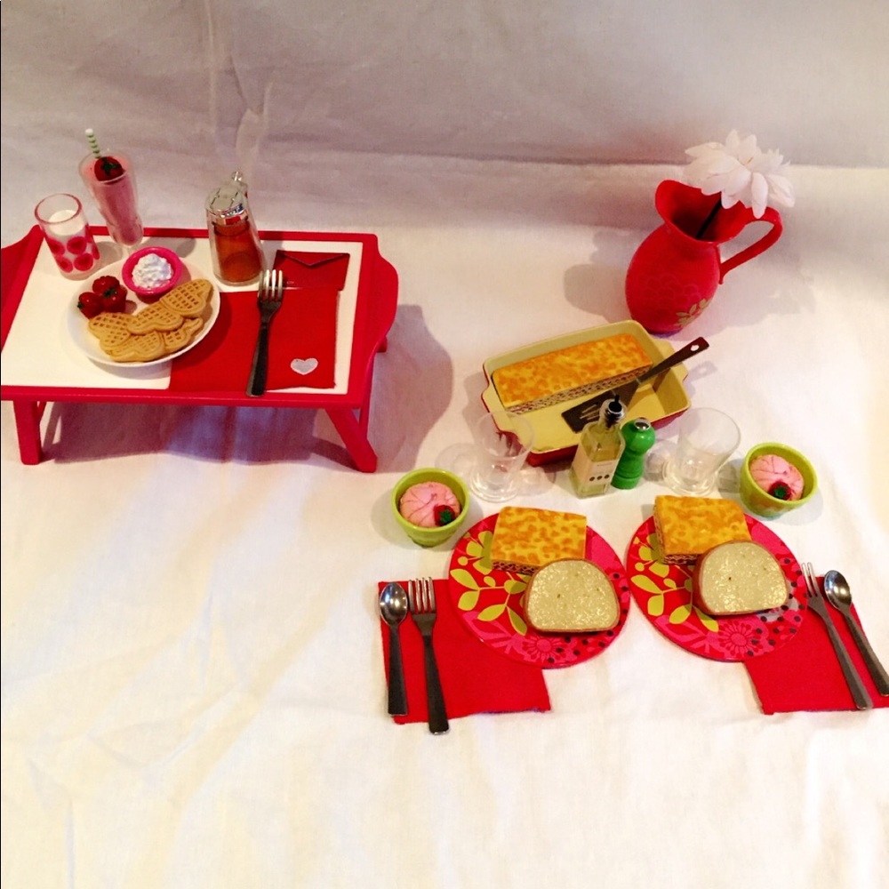 american girl doll breakfast in bed and dinner